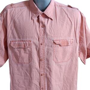 Vintage Men's Y2K Shirt Faded Glory Originals XL Mens Pink Button-Up Shirt
